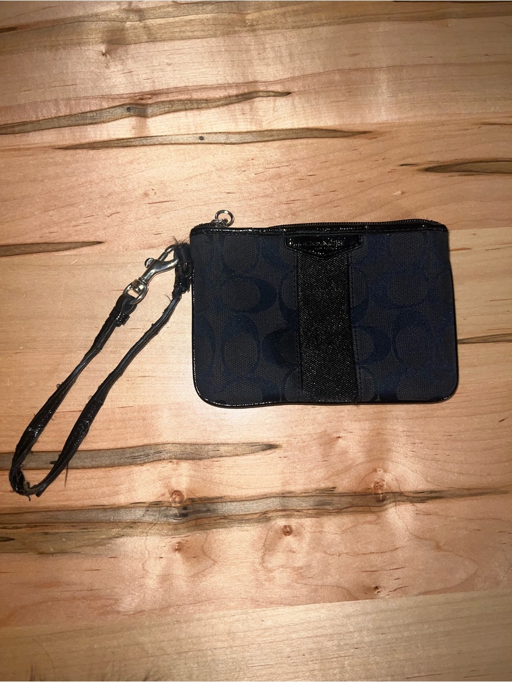 Coach Black Signature Wristlet Pouch
